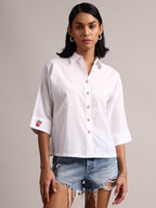 Zaccai Women's White Cambric Solid Top