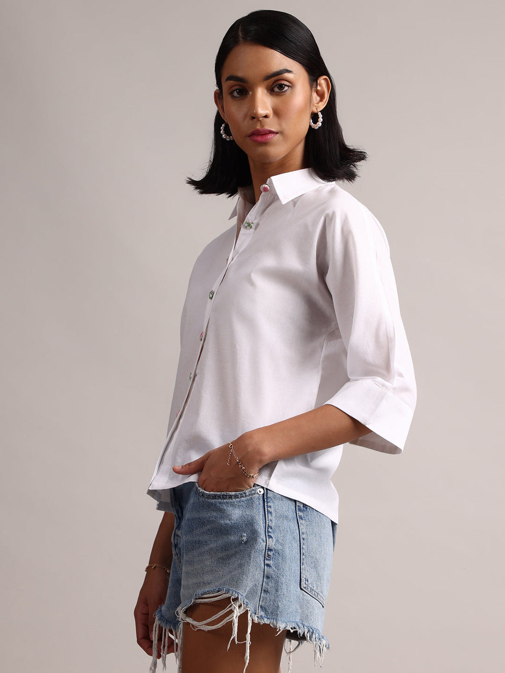 Zaccai Women's White Cambric Solid Top