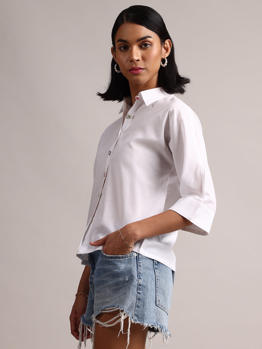 Zaccai Women's White Cambric Solid Top