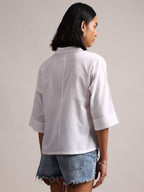 Zaccai Women's White Cambric Solid Top