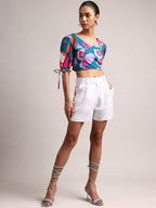 Zaccai Women's Teal Cambric Floral Top