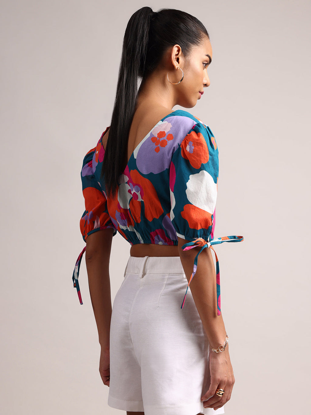Zaccai Women's Teal Cambric Floral Top