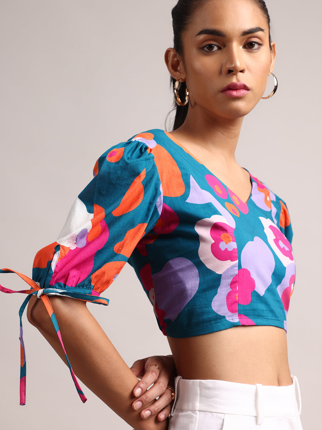 Zaccai Women's Teal Cambric Floral Top
