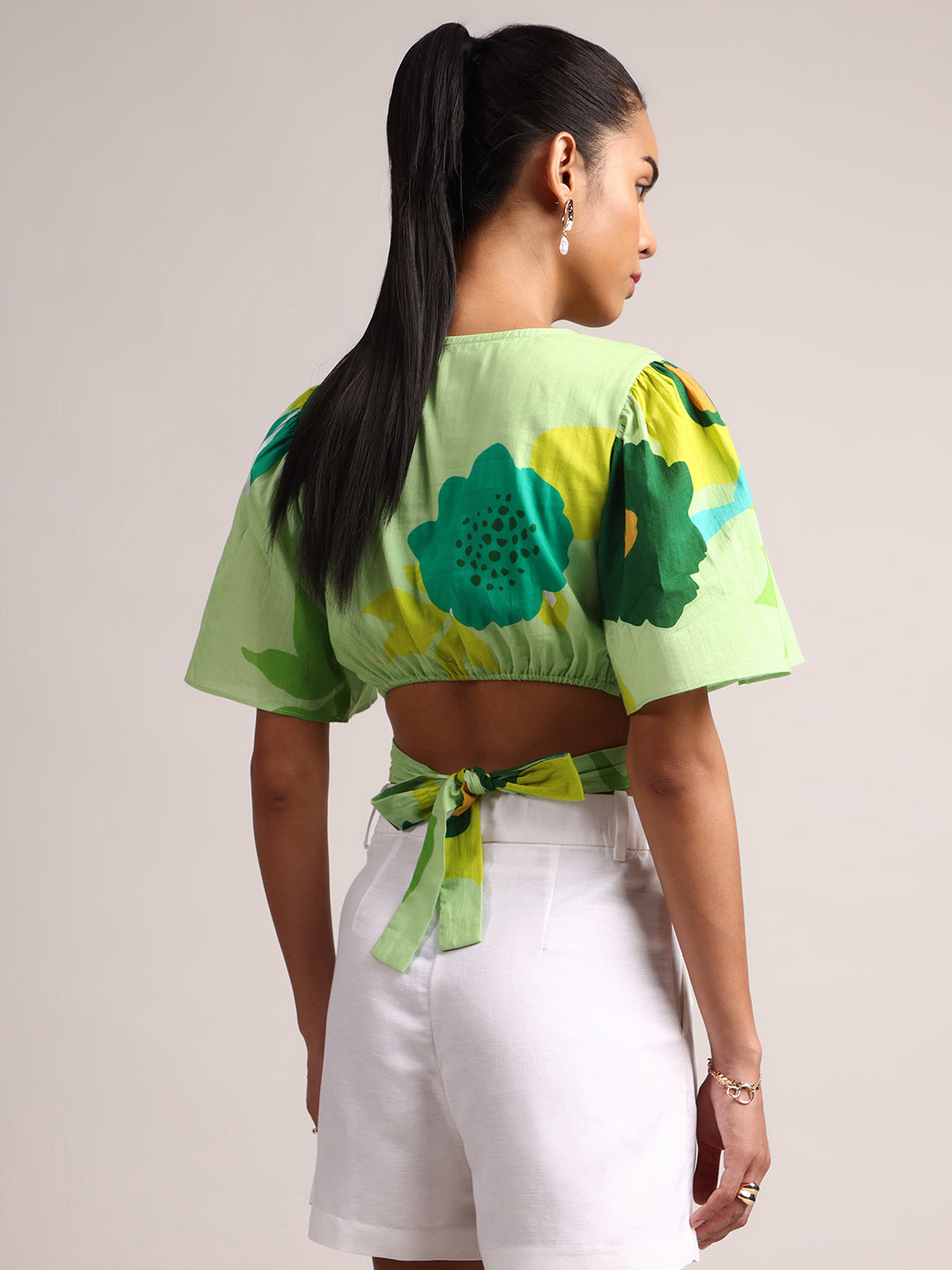 Zaccai Women's Green Cambric Floral Top