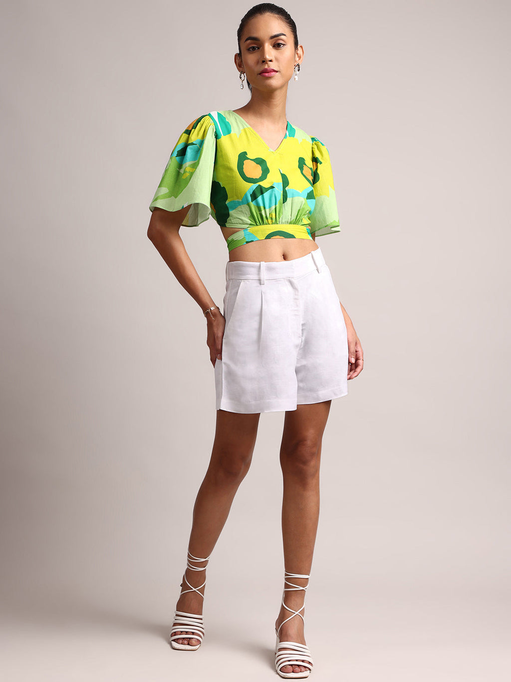 Zaccai Women's Green Cambric Floral Top