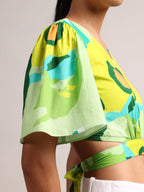 Zaccai Women's Green Cambric Floral Top