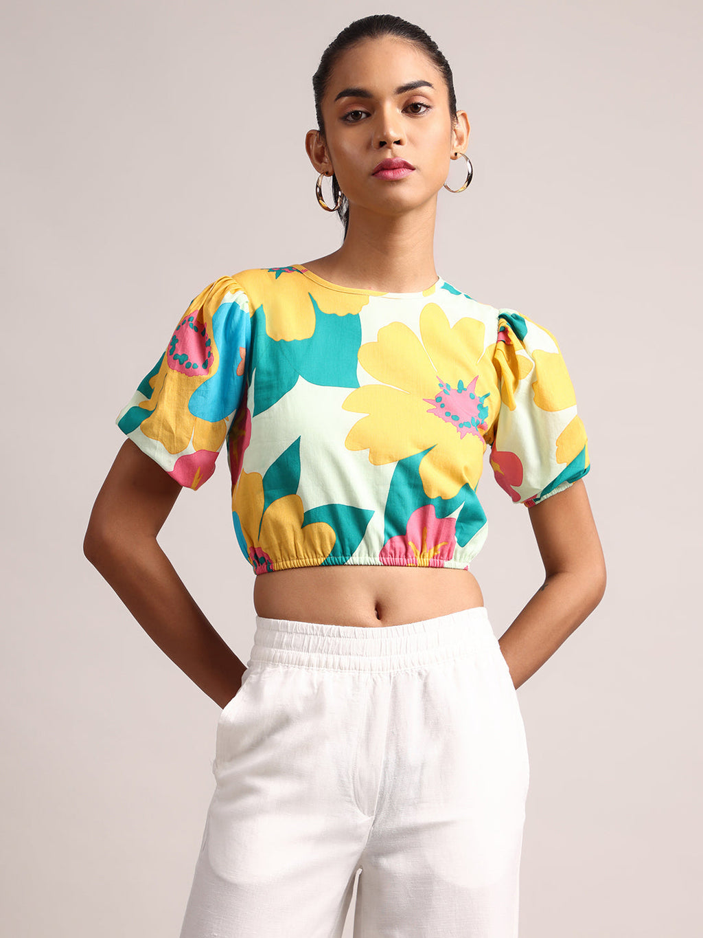 Zaccai Women's Multi Cambric Floral Top
