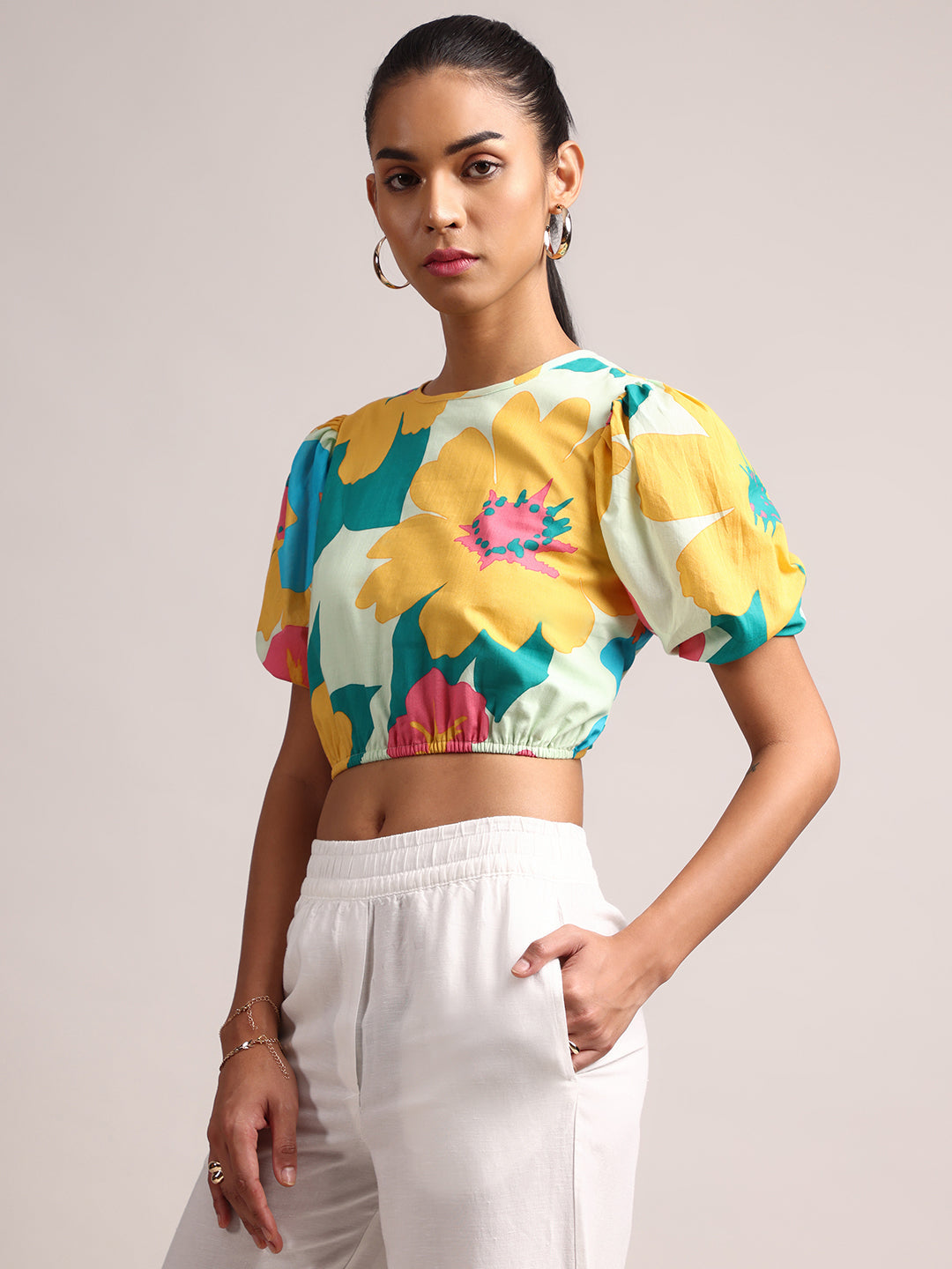Zaccai Women's Multi Cambric Floral Top