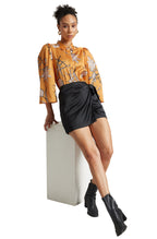 Zaccai Women's Mustard Satin Abstract Top