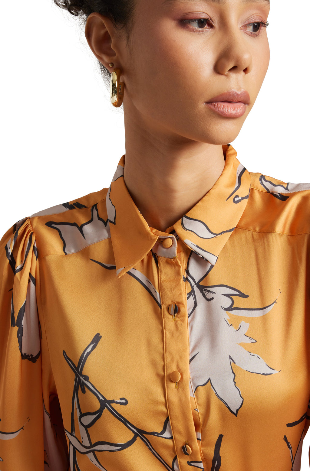 Zaccai Women's Mustard Satin Abstract Top