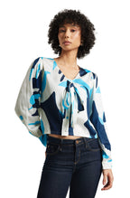 Zaccai Women's White Satin Abstract Top