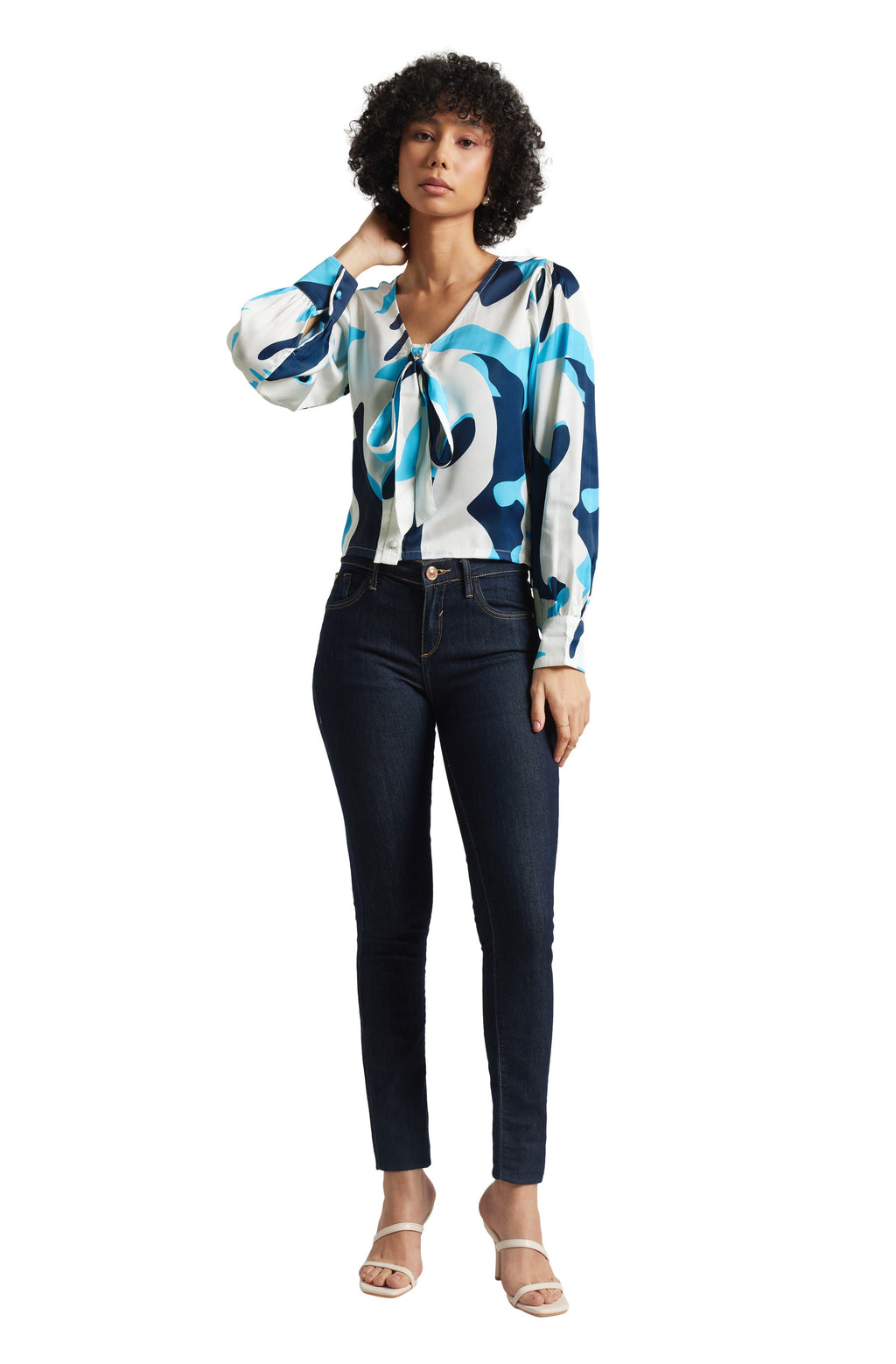 Zaccai Women's White Satin Abstract Top