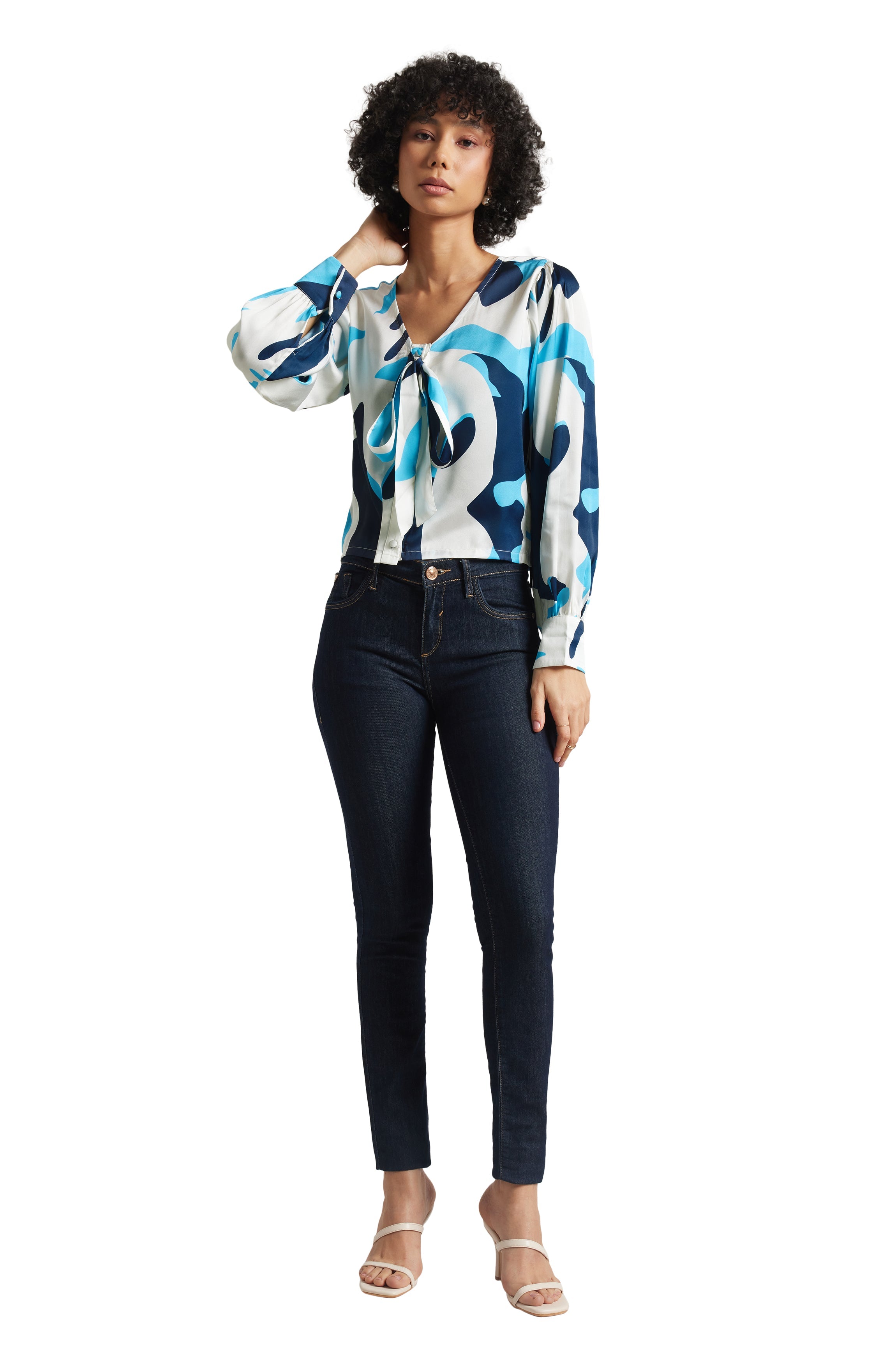 Zaccai Women's White Satin Abstract Top