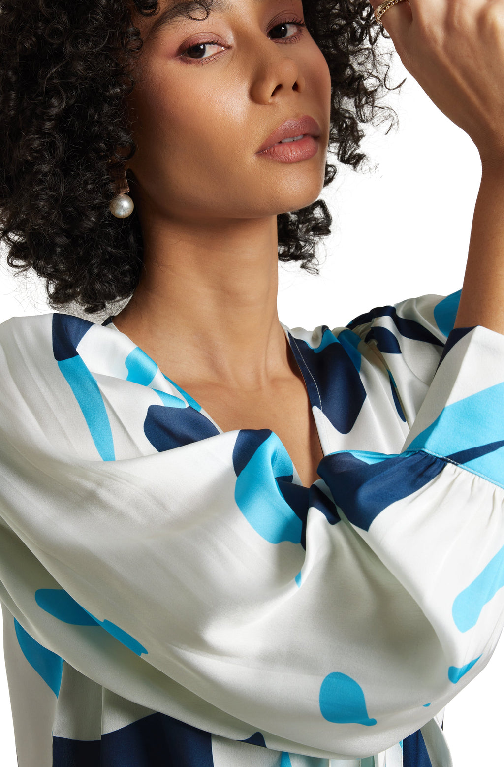 Zaccai Women's White Satin Abstract Top