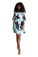 Zaccai Women's Off White Satin Abstract Dress - Distacart