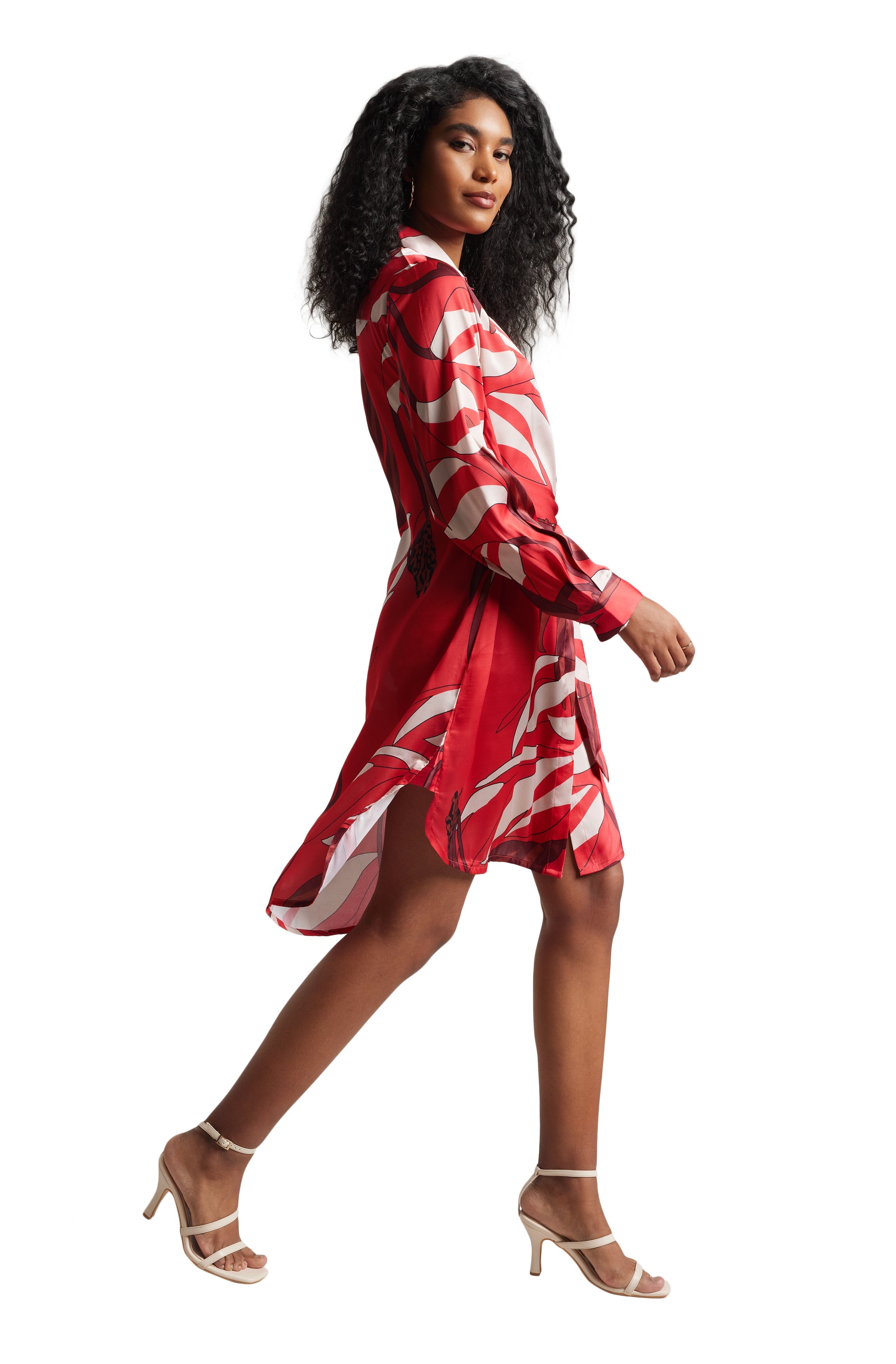 Zaccai Women's Red Satin Abstract Dress - Distacart