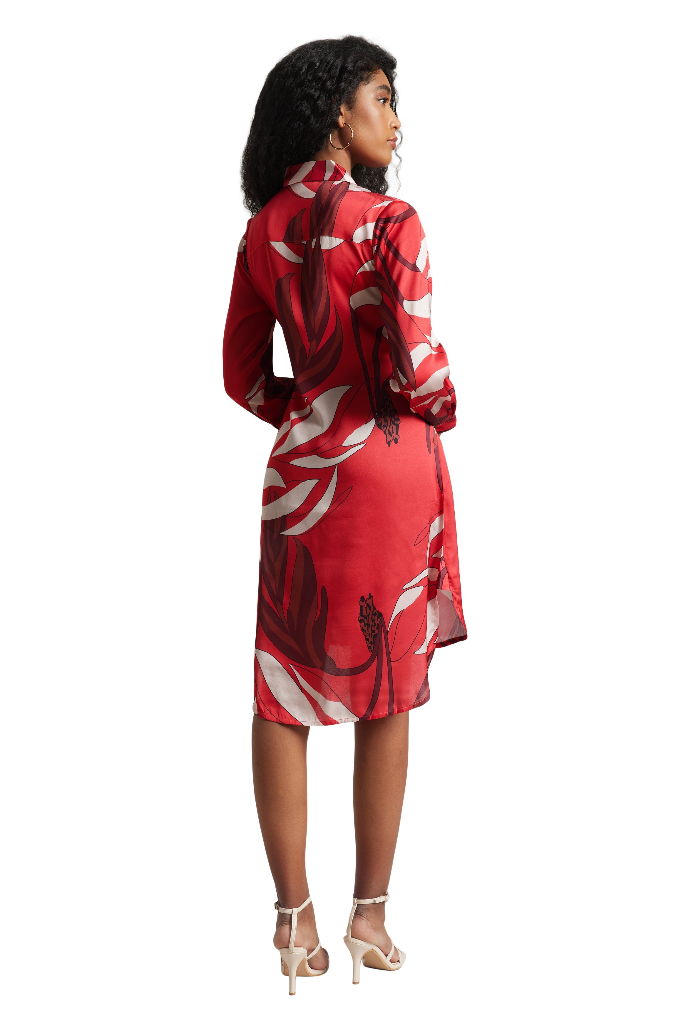 Zaccai Women's Red Satin Abstract Dress - Distacart