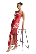 Zaccai Women's Red Satin Abstract Dress - Distacart