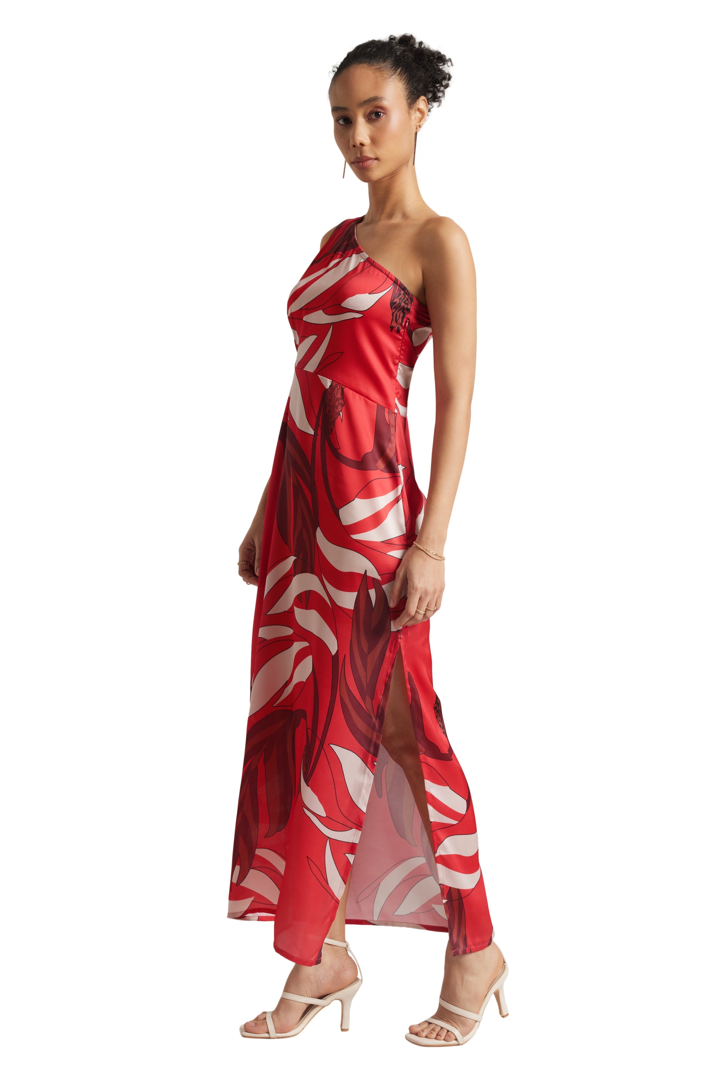 Zaccai Women's Red Satin Abstract Dress - Distacart
