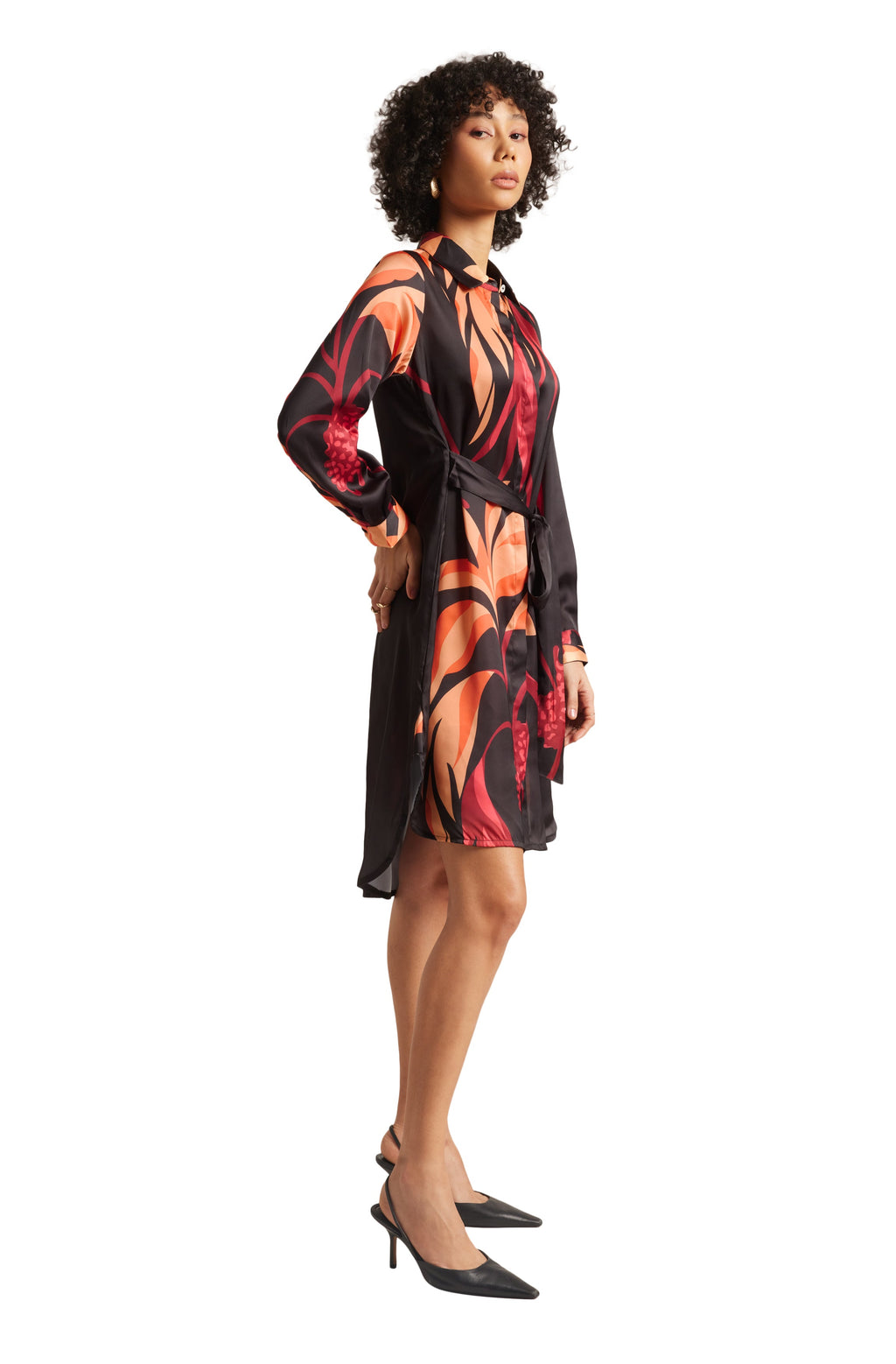 Zaccai Women's Black Satin Abstract Dress - Distacart