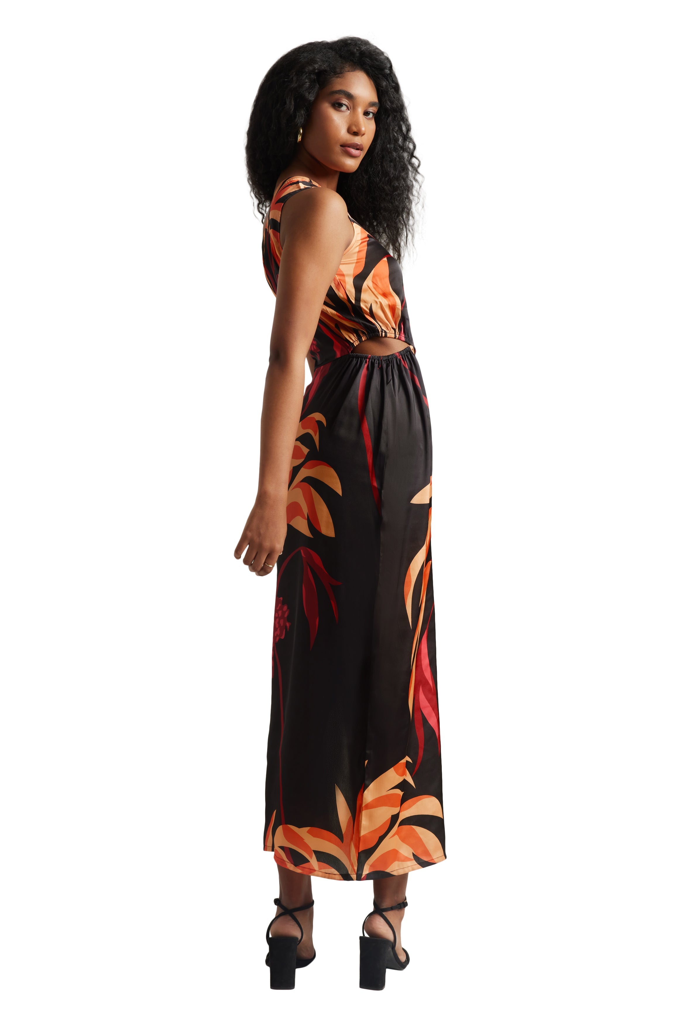 Zaccai Women's Black Satin Abstract Dress - Distacart