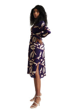 Zaccai Women's Purple Satin Abstract Dress - Distacart