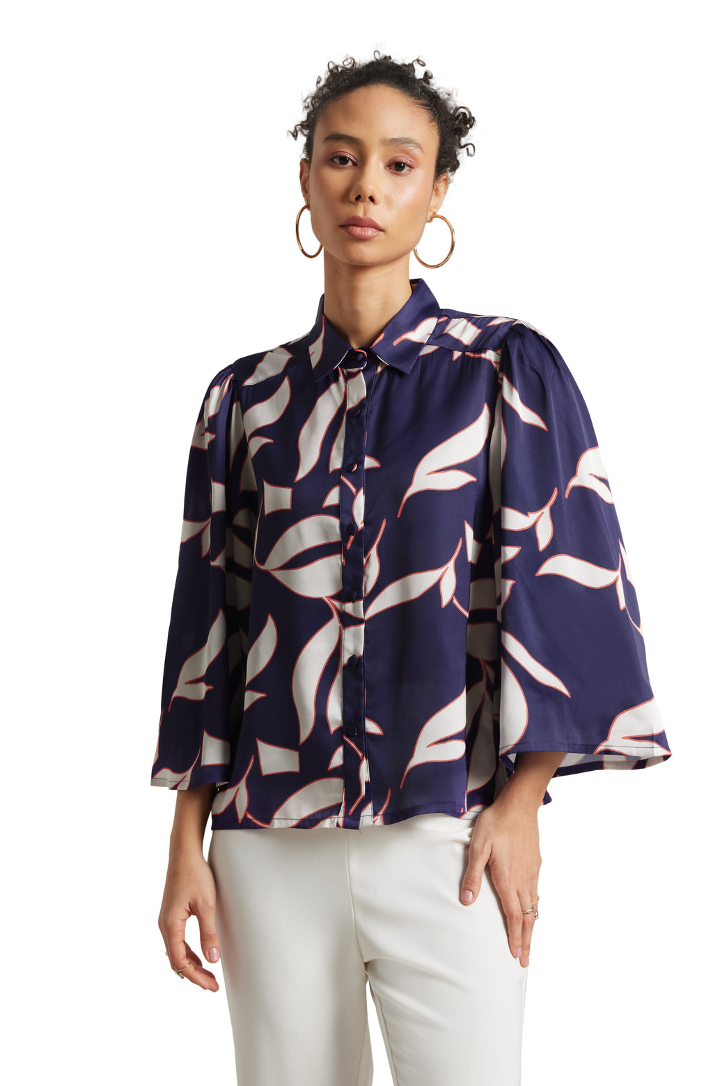 Zaccai Women's Purple Satin Abstract Top
