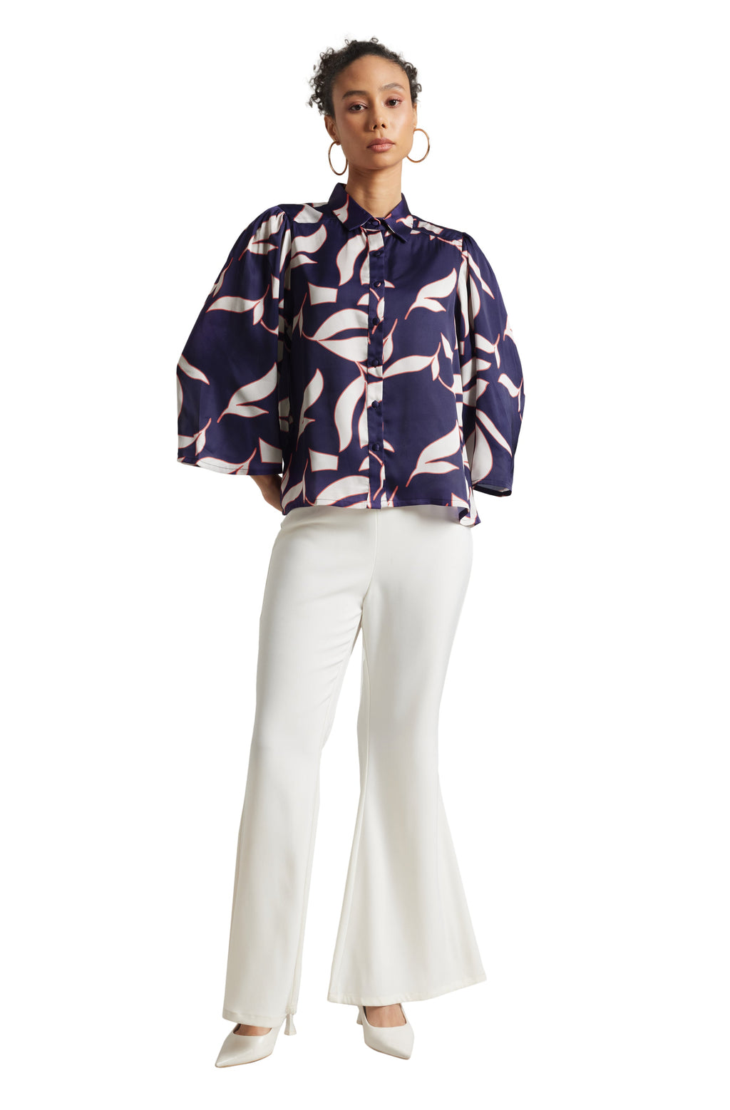 Zaccai Women's Purple Satin Abstract Top