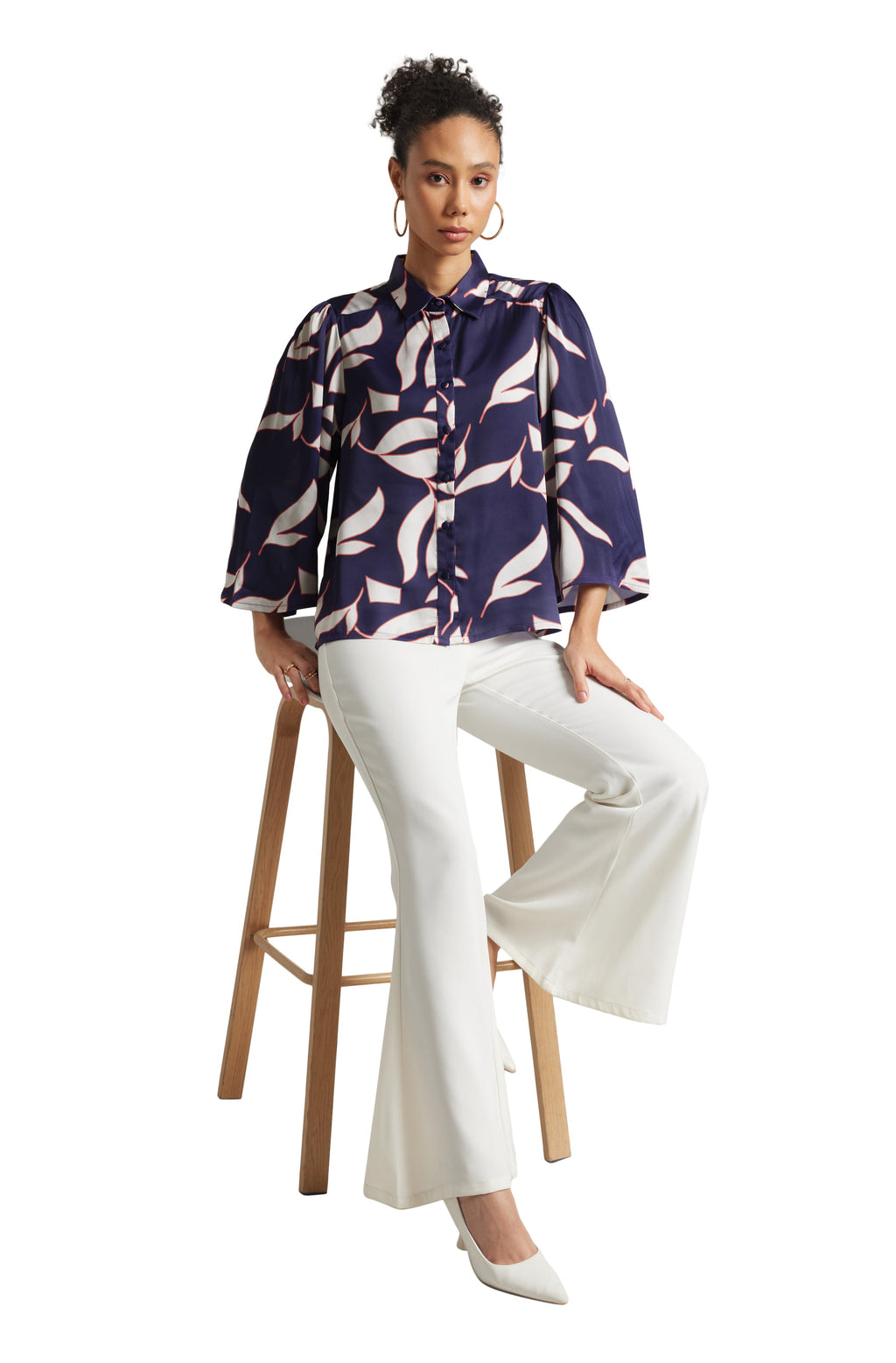 Zaccai Women's Purple Satin Abstract Top