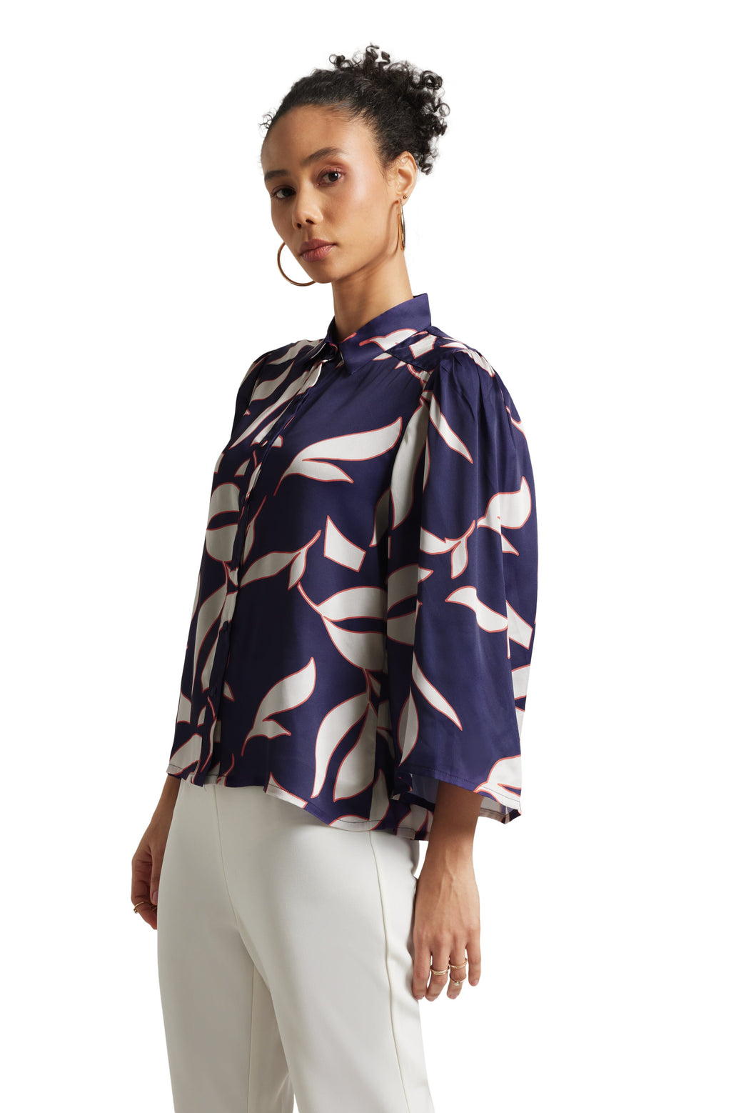 Zaccai Women's Purple Satin Abstract Top