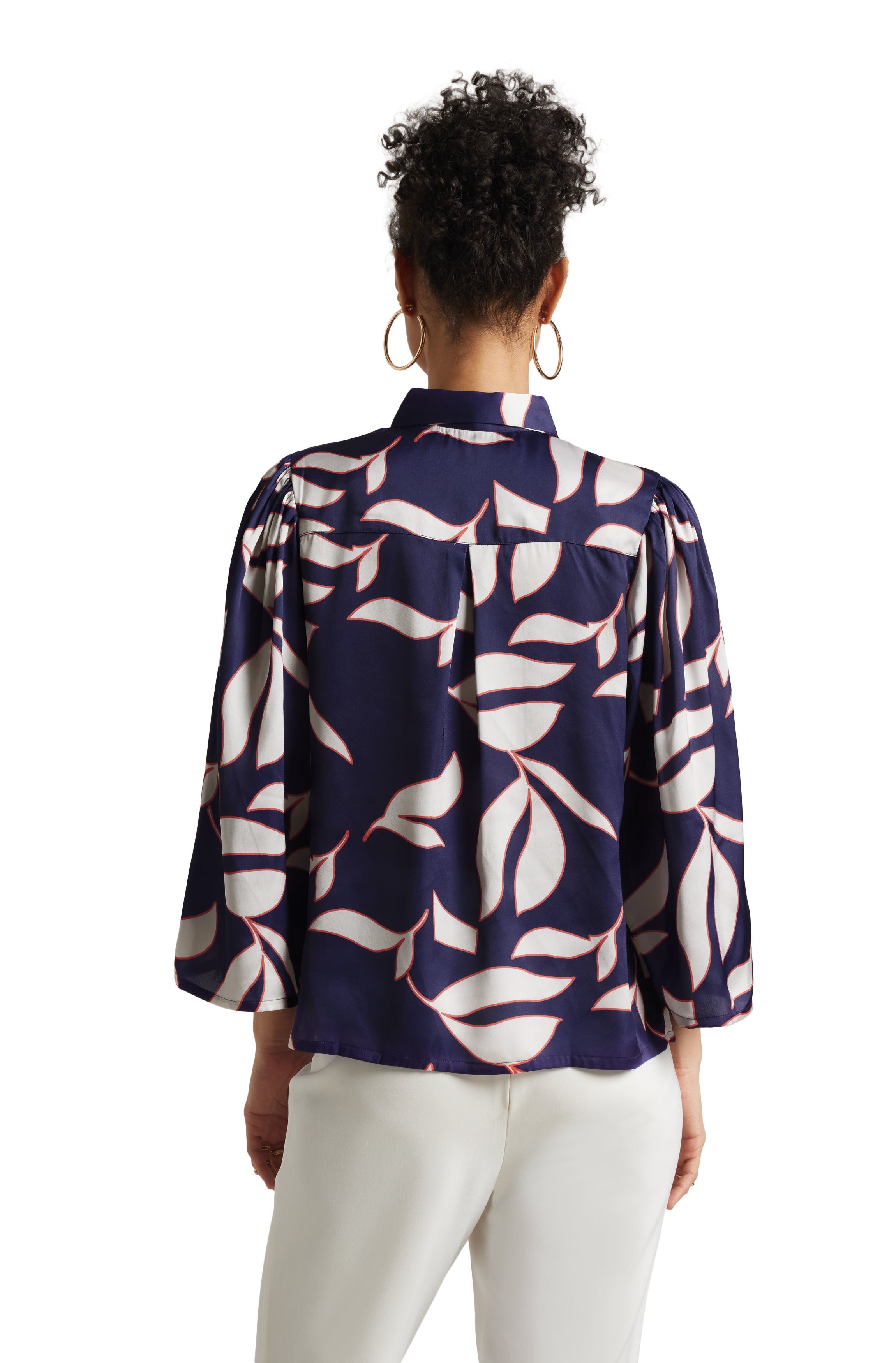 Zaccai Women's Purple Satin Abstract Top