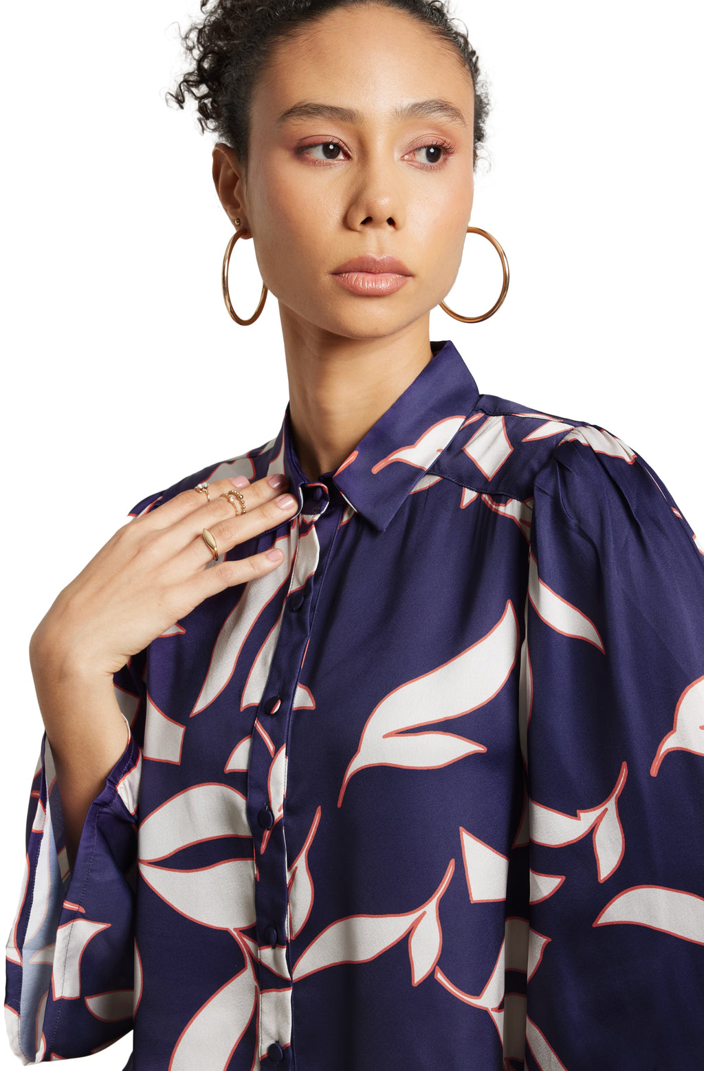 Zaccai Women's Purple Satin Abstract Top