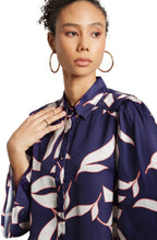 Zaccai Women's Purple Satin Abstract Top