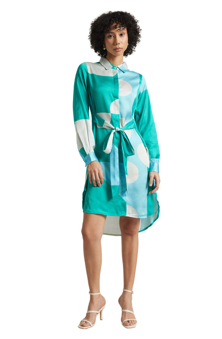 Zaccai Women's Mint Satin Abstract Dress