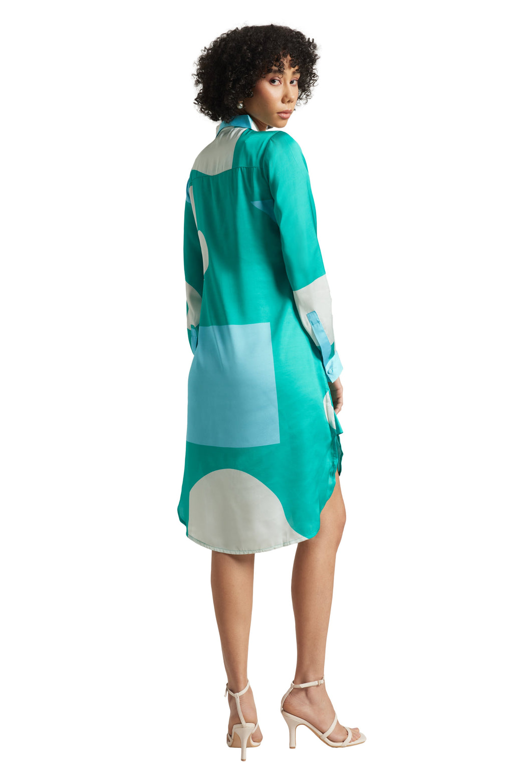 Zaccai Women's Mint Satin Abstract Dress - Distacart
