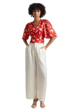 Zaccai Women's Red Satin Abstract Top