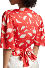 Zaccai Women's Red Satin Abstract Top