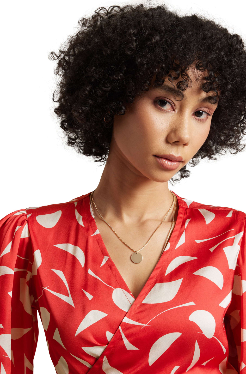 Zaccai Women's Red Satin Abstract Top