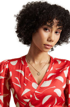 Zaccai Women's Red Satin Abstract Top
