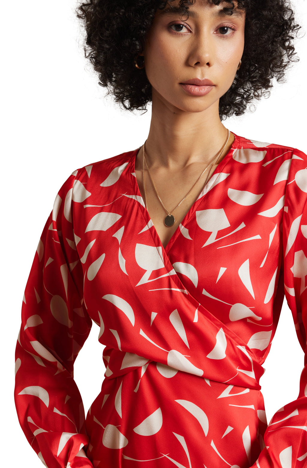 Zaccai Women's Red Satin Abstract Midi Dress - Distacart