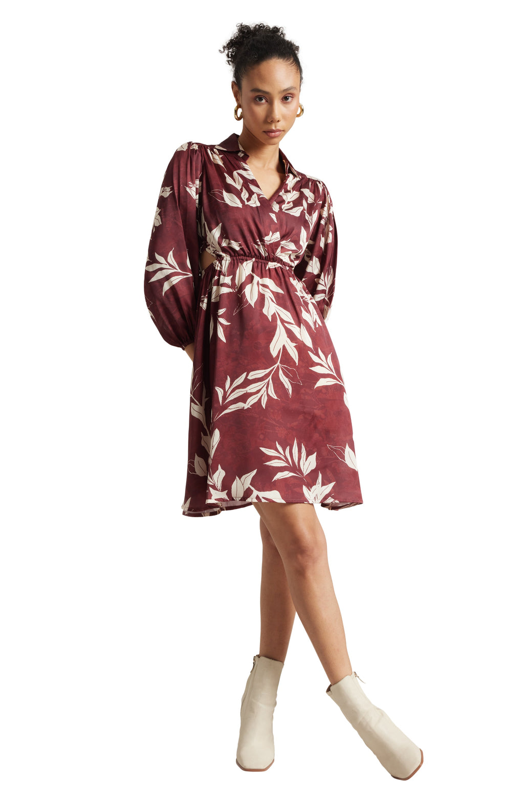 Zaccai Women's Brown Satin Abstract Dress - Distacart