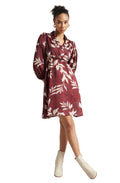 Zaccai Women's Brown Satin Abstract Dress - Distacart
