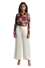 Zaccai Women's Brown Satin Abstract Top