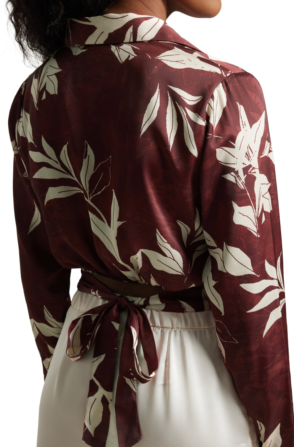 Zaccai Women's Brown Satin Abstract Top