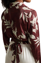 Zaccai Women's Brown Satin Abstract Top
