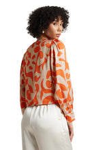 Zaccai Women's Orange Satin Abstract Top