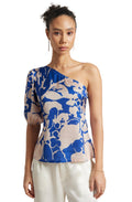 Zaccai Women's Blue Satin Abstract Top