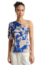 Zaccai Women's Blue Satin Abstract Top