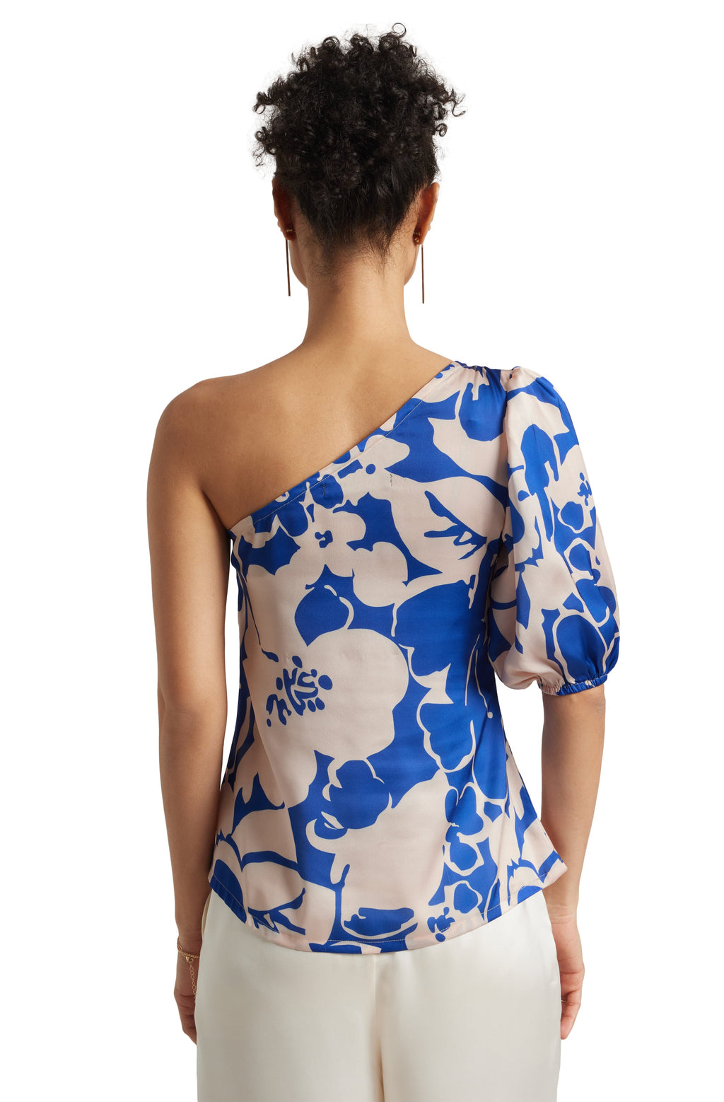 Zaccai Women's Blue Satin Abstract Top