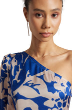 Zaccai Women's Blue Satin Abstract Top
